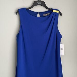 NEW Donna Ricco NY Dress Size 16 Royal Blue Gold Metal Knee Length Wedding